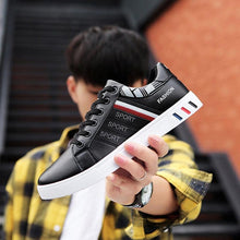 Load image into Gallery viewer, School Casual Leather Mens Sneakers Fashion Flat Outdoor Sneakers Classic Sports Flat Low Top Sneaker Lace-up Fashion Walking Jogging Non Slip Athletic Comfortable Mens Sneakers
