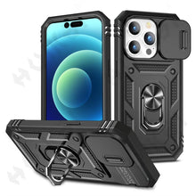 Load image into Gallery viewer, Screen Protector And Kickstand Heavy Duty Protection Shockproof Case for iPhone Slide Camera Case For iPhone 14 Pro Max 14 Plus 13 Pro 12 Build in 360 Degree Rotate Kickstand iPhone Cases