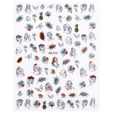 Load image into Gallery viewer, Sexy Lady Pattern 3D Nail Stickers Character Image Decals Slider Valentine Black White Nail Art Decoration Strip Line Nail Decal Self-Adhesive 3D Wave Design Decoration for Women Girls Art Stickers Decal Decoration Metallic Curve Strip Line Nail
