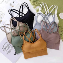Load image into Gallery viewer, Sexy Women Tops Back Cross Strap Tank Top Push Up Running Sports Bra Breathable Soft Fitness Beauty Solid Color Yoga Bra