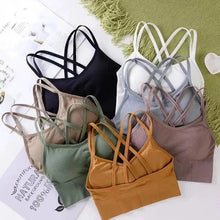 Load image into Gallery viewer, Sexy Women Tops Back Cross Strap Tank Top Push Up Running Sports Bra Breathable Soft Fitness Beauty Solid Color Yoga Bra