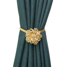 Load image into Gallery viewer, Shiny Flowers Magnetic Curtain Clip Tieback European Style Curtain Clasp Hanging Ball Rope Straps Home Decoration Accessories Crystal Curtain Magnetic Tieback Flower Curtain Clips Buckle with Stretchy Wire Rope For Home Office Decoration