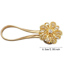 Load image into Gallery viewer, Shiny Flowers Magnetic Curtain Clip Tieback European Style Curtain Clasp Hanging Ball Rope Straps Home Decoration Accessories Crystal Curtain Magnetic Tieback Flower Curtain Clips Buckle with Stretchy Wire Rope For Home Office Decoration