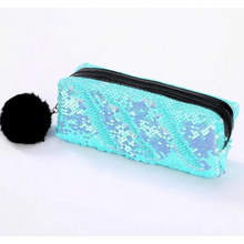 Load image into Gallery viewer, Shiny Reversible Girls Pencil Case Glitter Design Double Color Zipper Make Up Bag Stationery Case For Students