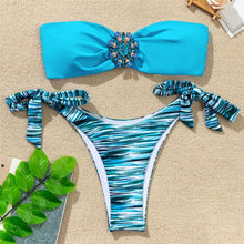 Load image into Gallery viewer, Shiny Rhinestone Strapless Bikini Female Women 2PCS Shiny Diamond Bikini Set Bra Swimsuit Bathing Suit Swimsuit Women Swimwear Two-pieces Luxury Bikini Set Bather Bathing Suit Swimwear