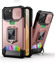 Load image into Gallery viewer, Shockproof Camera Cover & Kickstand Heavy Duty Protective Case Suitable For iPhone 14 Pro Max Card Push Anti-fall Mobile Phone Case iPhone 13 12 11 Pro Max Ring Protective Cover