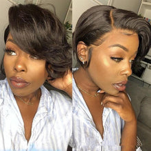 Load image into Gallery viewer, Short Bob Wig Pixie Cut Wig Straight Human Hair Wigs T Part Transparent Lace Wig For Women Pre plucked Hairline Human Hair Wig For Black Women Gifts for Girlfriends