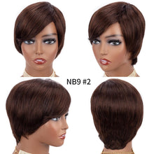 Load image into Gallery viewer, Short Pixie Cut Wig Human Hair Wigs Straight Bob Wigs With Bangs Full Machine Human Hair Wig for Black Women Black & Ombre Wigs For Black Women Gifts for Girlfriends