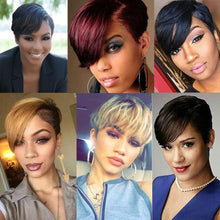 Load image into Gallery viewer, Short Pixie Cut Wig Human Hair Wigs Straight Bob Wigs With Bangs Full Machine Human Hair Wig for Black Women Black & Ombre Wigs For Black Women Gifts for Girlfriends