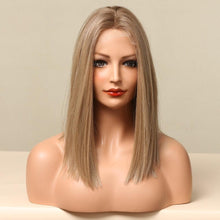 Load image into Gallery viewer, Short Straight Lace Front Synthetic Wigs Blonde Shoulder Length Natural Wigs Daily Cosplay Party Wigs for Women Wigs For Black Women Wigs For Cosplay