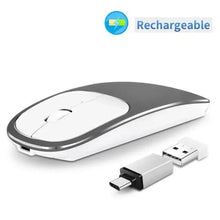 Load image into Gallery viewer, Silent White Slim 2.4G Wireless Rechargeable USB Portable Mouse Ultra Thin 1600DPI Noiseless Ergonomic Mice For Laptop