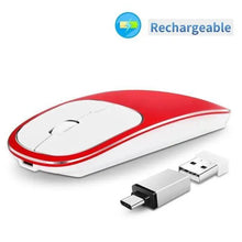 Load image into Gallery viewer, Silent White Slim 2.4G Wireless Rechargeable USB Portable Mouse Ultra Thin 1600DPI Noiseless Ergonomic Mice For Laptop