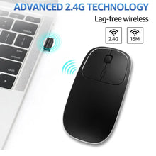 Load image into Gallery viewer, Silent White Slim 2.4G Wireless Rechargeable USB Portable Mouse Ultra Thin 1600DPI Noiseless Ergonomic Mice For Laptop