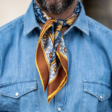 Load image into Gallery viewer, Carrara - Silk Neckerchief - Navy & Mustard