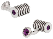Load image into Gallery viewer, Silver Amethyst Swarovski Double Cufflinks