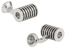 Load image into Gallery viewer, Silver Black Diamond Swarovski Double Cufflinks