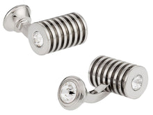 Load image into Gallery viewer, Silver Clear Swarovski Barrel Crystal Cufflinks