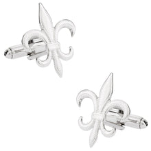 Load image into Gallery viewer, Silver Fleur De Lis Cufflinks