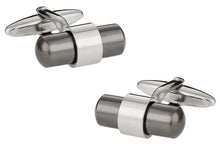 Load image into Gallery viewer, Silver Gunmetal Banded Cufflinks