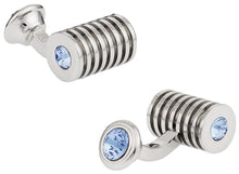 Load image into Gallery viewer, Silver Light Sapphire Swarovski Double Cufflinks