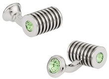 Load image into Gallery viewer, Silver Peridot Swarovski Double Cufflinks
