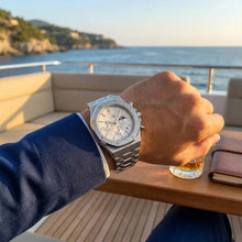 Load image into Gallery viewer, Silver Stainless Steel Watch – ChronoLunar White Dial by Dapper Watches