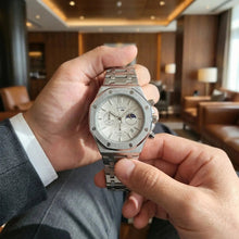 Load image into Gallery viewer, Silver Stainless Steel Watch – ChronoLunar White Dial by Dapper Watches