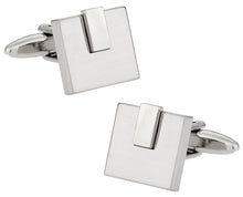 Load image into Gallery viewer, Silver Tab Cufflinks
