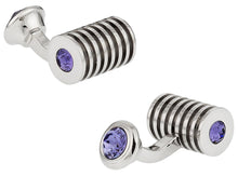 Load image into Gallery viewer, Silver Tanzanite Swarovski Double Cufflinks