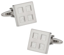 Load image into Gallery viewer, Silvertone Four Square Cufflinks