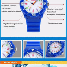 Load image into Gallery viewer, Simple Casual Kids Watches 5bar Waterproof Quartz Wristwatches Kids Clock Analog Watch Waterproof Time Teaching Boys Girls Watch Soft Band Learning Time Wrist Watch