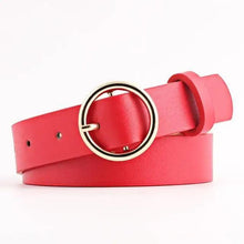 Load image into Gallery viewer, Simple Double Round Buckle PU Leather Waist Strap Vintage Design Double O-Ring Buckle Women Leather Belt For Jeans And Dresses