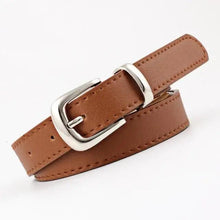 Load image into Gallery viewer, Simple Double Round Buckle PU Leather Waist Strap Vintage Design Double O-Ring Buckle Women Leather Belt For Jeans And Dresses