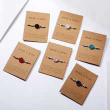 Load image into Gallery viewer, Simple Stone Charm Bracelet Colorful Black Red String Braided Couple Bracelets Wish Card Jewelry Handmade Woven Thread Rope String Nature Stone Beads Charm Bracelet Cuff Bangles With Message Card 18-30cm