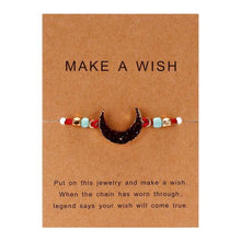 Load image into Gallery viewer, Simple Stone Charm Bracelet Colorful Black Red String Braided Couple Bracelets Wish Card Jewelry Handmade Woven Thread Rope String Nature Stone Beads Charm Bracelet Cuff Bangles With Message Card 18-30cm