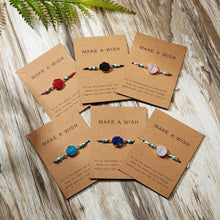 Load image into Gallery viewer, Simple Stone Charm Bracelet Colorful Black Red String Braided Couple Bracelets Wish Card Jewelry Handmade Woven Thread Rope String Nature Stone Beads Charm Bracelet Cuff Bangles With Message Card 18-30cm