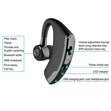 Load image into Gallery viewer, Single Ear Business Earphone Bluetooth 5.0 Sports Wireless Noise Isolating Headset Wireless Bluetooth Earpiece Hands-Free 10 Hours Playing Time Earphones With Built-in Mic For Driving Office Compatible With Smartphones