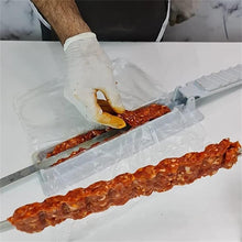 Load image into Gallery viewer, Single Row Kebab Maker BBQ Meat Skewer Machine Kebab Press Maker Reusable Plastic BBQ Skewer Maker Kebab Preparation BBQ Tool Barbecue Skewers Kebab Maker Simple Operation Barbecue Tool for Outdoor Grilling Barbecue