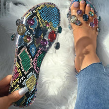 Load image into Gallery viewer, Slides Women Flip Flops Shoes Slippers Rhinestones Sandals Slide Diamond Slipper Slide Open Toe Flat Sandals With Clear Rhinestone Flip Flops Fashion Casual Slip On Party Shoes