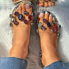 Load image into Gallery viewer, Slides Women Flip Flops Shoes Slippers Rhinestones Sandals Slide Diamond Slipper Slide Open Toe Flat Sandals With Clear Rhinestone Flip Flops Fashion Casual Slip On Party Shoes