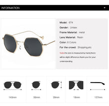Load image into Gallery viewer, Small Frame Sunglasses For Women Small Square Polarized Sunglasses for Men and Women Polygon Mirrored Retro Shape Metal Design Sun Glasses for Men New Fashionable Ocean Lens