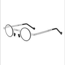 Load image into Gallery viewer, Small Metal Round Folding Reading Glasses Retro Circle Blue Light Computer Grade Glasses Narrow Eyeglasses Frame And Anti Glare Reading Glasses Foldable Computer Reading Glasses For Men +3.5