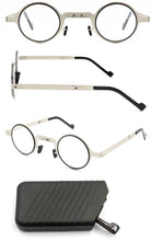 Load image into Gallery viewer, Small Metal Round Folding Reading Glasses Retro Circle Blue Light Computer Grade Glasses Narrow Eyeglasses Frame And Anti Glare Reading Glasses Foldable Computer Reading Glasses For Men +3.5