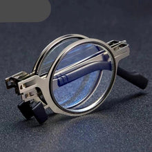 Load image into Gallery viewer, Small Metal Round Folding Reading Glasses Retro Circle Blue Light Computer Grade Glasses Narrow Eyeglasses Frame And Anti Glare Reading Glasses Foldable Computer Reading Glasses For Men +3.5