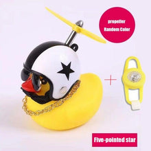 Load image into Gallery viewer, Small Yellow Bike Duck Bicycle Bell Luminous Airscrew Helmet Duck Ducky Bicycle Wind Motor Riding Cycling Lights Horn Rubber Duck Toy Car Ornaments Yellow Duck Car Dashboard Decorations Squeeze Duck Bicycle Horns With Propeller Helmet