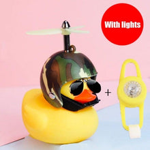 Load image into Gallery viewer, Small Yellow Bike Duck Bicycle Bell Luminous Airscrew Helmet Duck Ducky Bicycle Wind Motor Riding Cycling Lights Horn Rubber Duck Toy Car Ornaments Yellow Duck Car Dashboard Decorations Squeeze Duck Bicycle Horns With Propeller Helmet