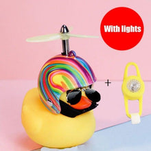 Load image into Gallery viewer, Small Yellow Bike Duck Bicycle Bell Luminous Airscrew Helmet Duck Ducky Bicycle Wind Motor Riding Cycling Lights Horn Rubber Duck Toy Car Ornaments Yellow Duck Car Dashboard Decorations Squeeze Duck Bicycle Horns With Propeller Helmet