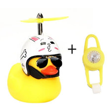 Load image into Gallery viewer, Small Yellow Bike Duck Bicycle Bell Luminous Airscrew Helmet Duck Ducky Bicycle Wind Motor Riding Cycling Lights Horn Rubber Duck Toy Car Ornaments Yellow Duck Car Dashboard Decorations Squeeze Duck Bicycle Horns With Propeller Helmet
