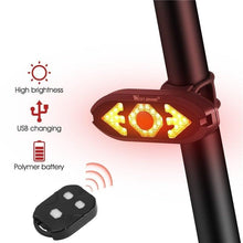 Load image into Gallery viewer, Smart Bike Light Wireless Remote Control Cycling Turning Signal Taillight USB Bicycle Rechargeable Rear Light LED Warning Lamp Bicycle Rear Light Safety Warning Bike Lights Brightest Bike Indicators Fit Saddle Rears