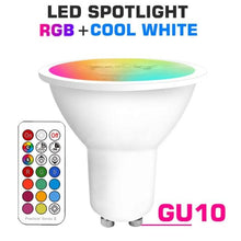 Load image into Gallery viewer, Smart For Home LED Light Bulb E27 E14 GU10 B22 220V 110V Spot Magic Changeable Lamp Lampada+IR Control Decoration RGB White Compatible with Alexa Google Home, RGBCW Smart GU10 Bulb, WiFi Smart LED Spot Light Bulb Indoor Decoration
